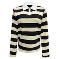 Liberte Polo Skjorte Langærmet Stribet Creamy Sort