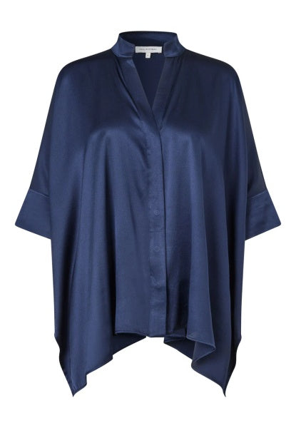 Dea Kudibal MANDY Bluse w Stand Collar Optical Blå