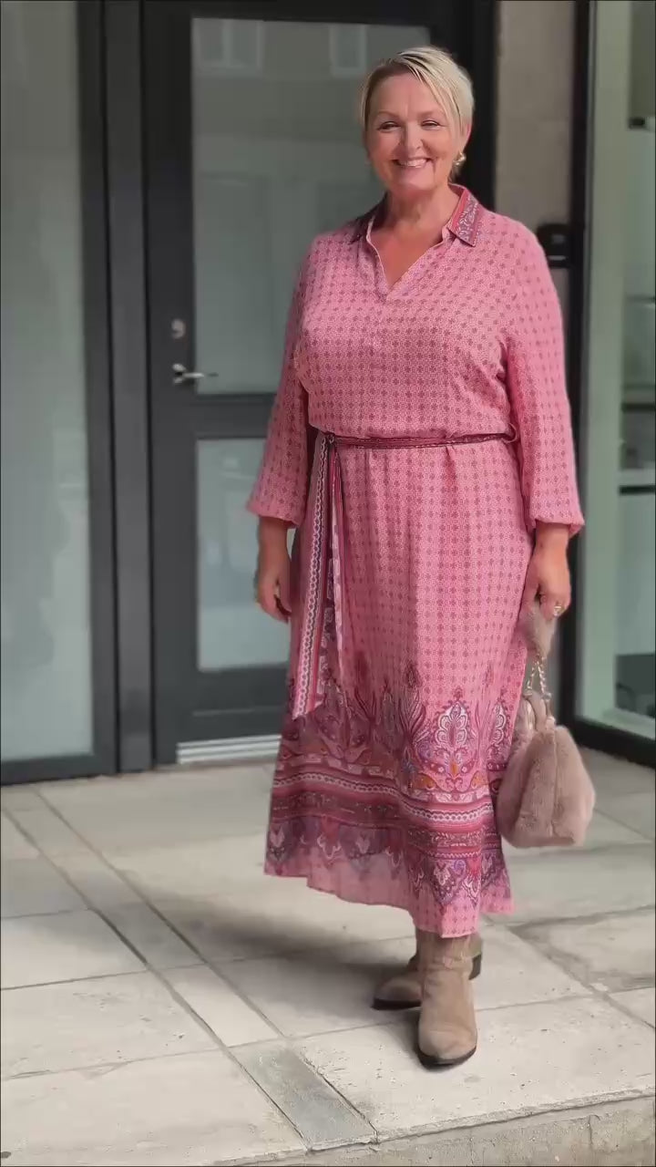 Charlotte Sparre Pin Paisley Lang Kjole Rosa