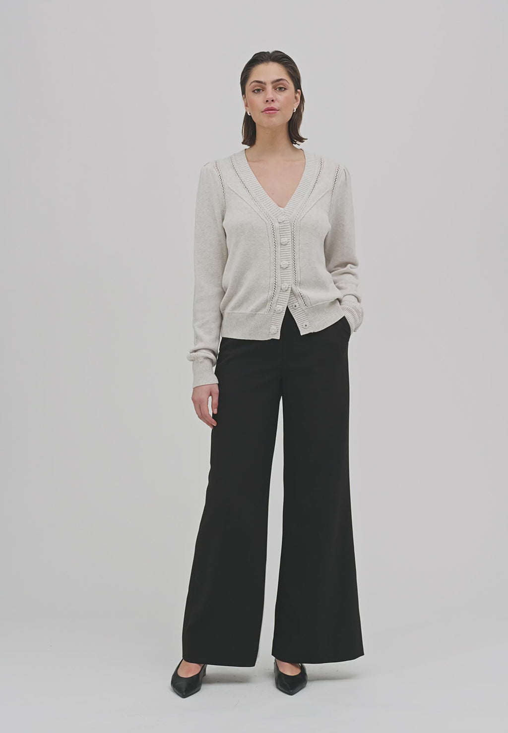 Dea Kudibal MALINA Cardigan w Pattern Details Chalk Melange