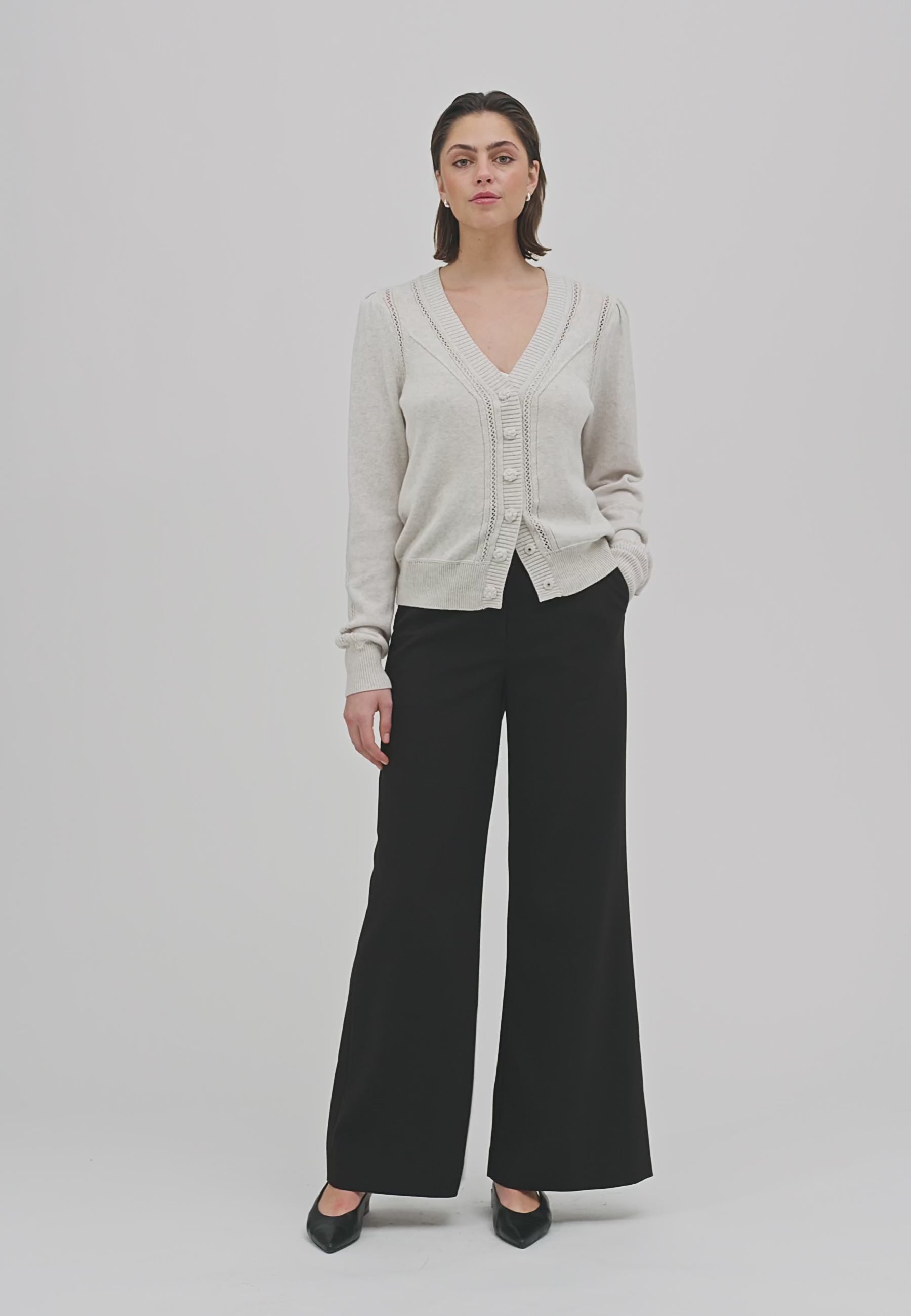 Dea Kudibal MALINA Cardigan w Pattern Details Chalk Melange