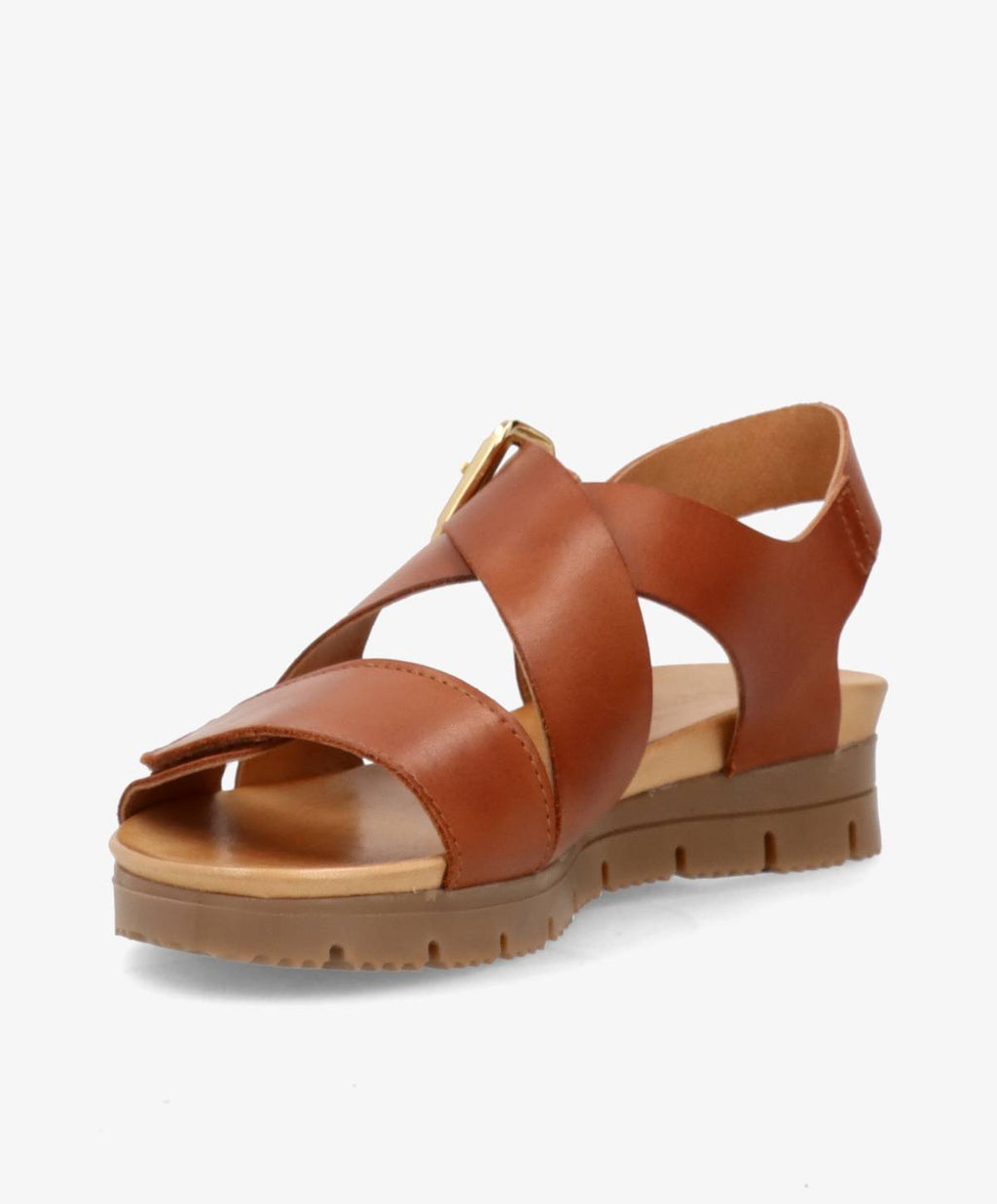ShoeDesign VERONA Sandal Kilehæl Læder Brandy Mellembrun