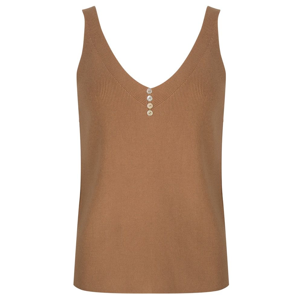 ESQUALO Camisole Top Buttons Cappuccino