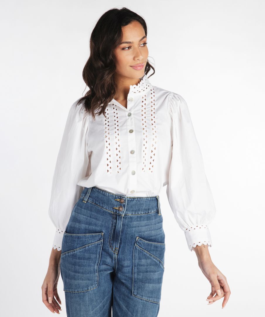 ESQUALO Bluse Poplin Brede ærmer Hvid