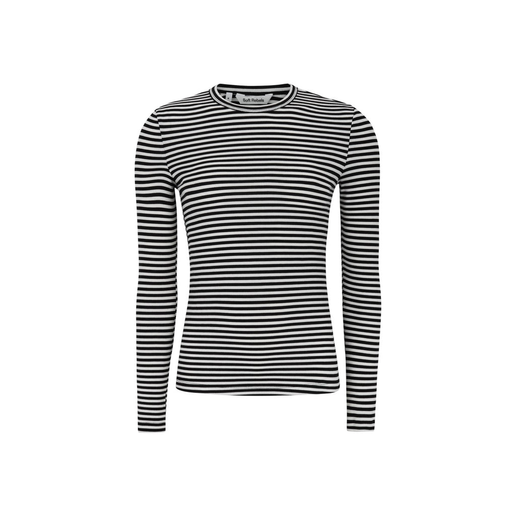 Soft Rebels Fenja Top Stribet O-Neck Sort
