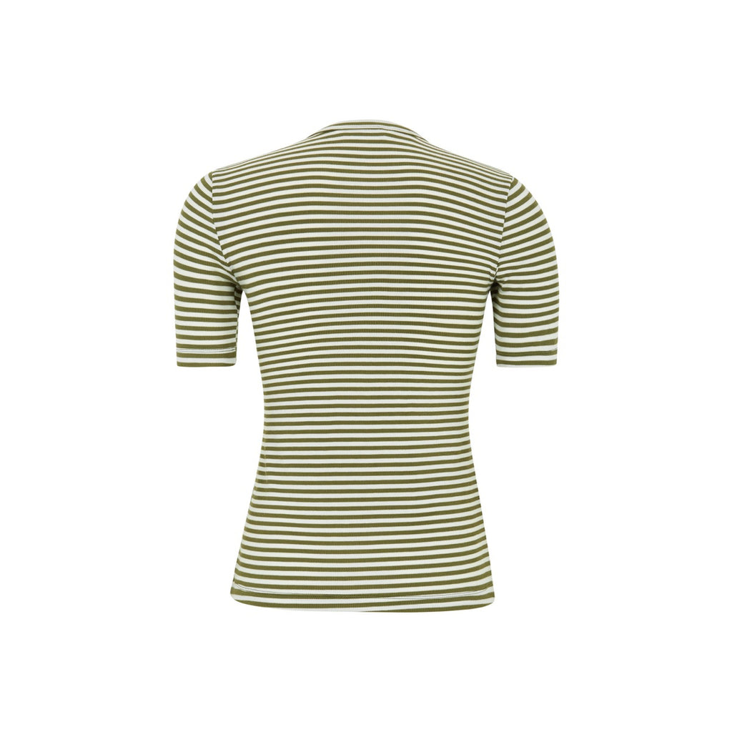Soft Rebels Fenja Stribet Top Martini Olive Grøn