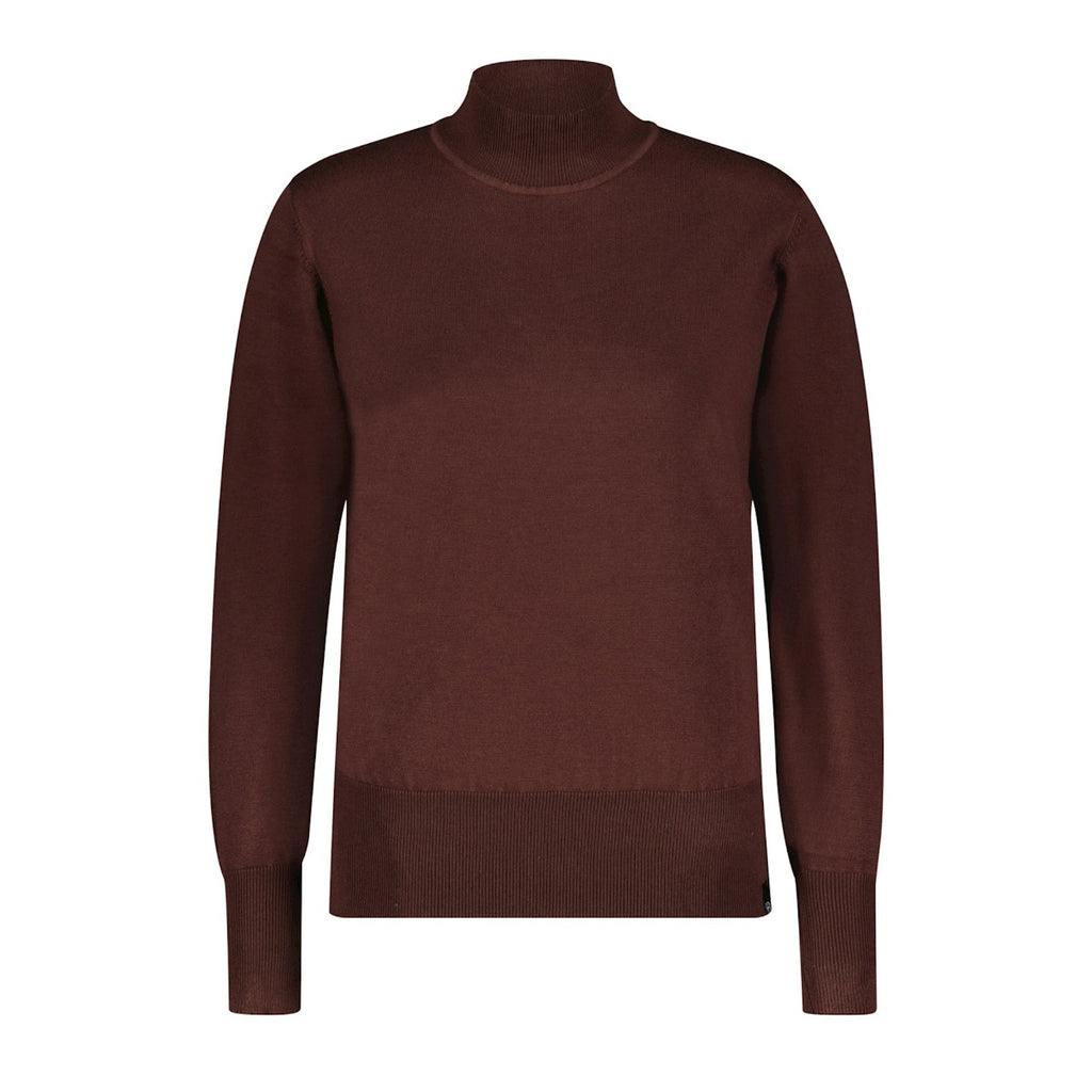 Red Button Turtleneck Mocca Brun