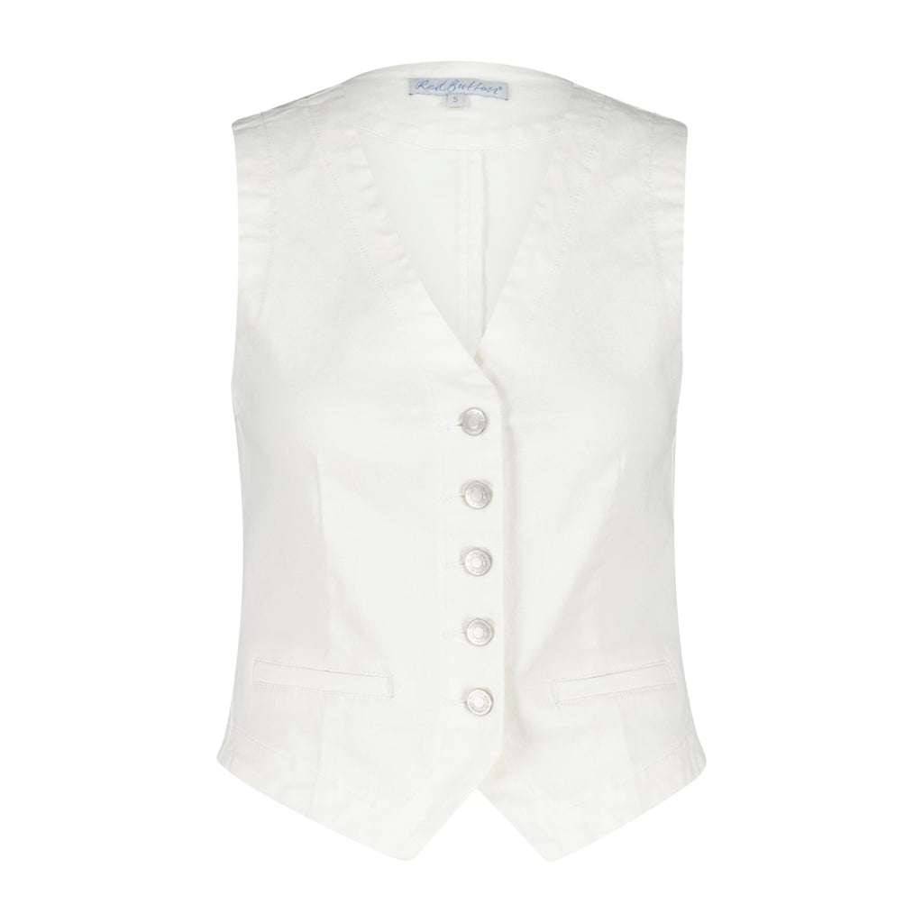 Red Button Vest Off White Hvid