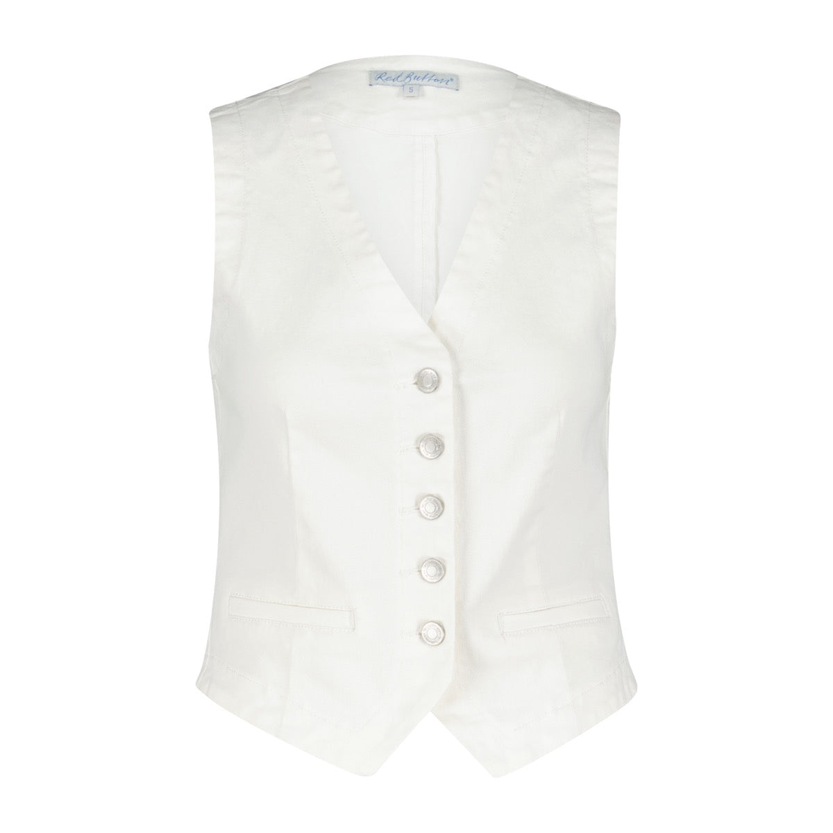 Red Button Vest Off White Hvid