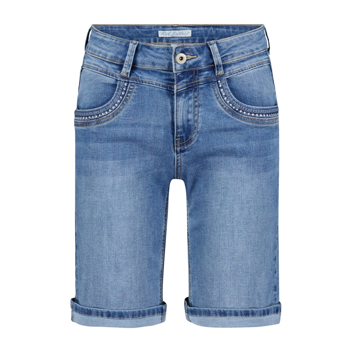 Red Button Sienna Short Embroidery Stone Blå