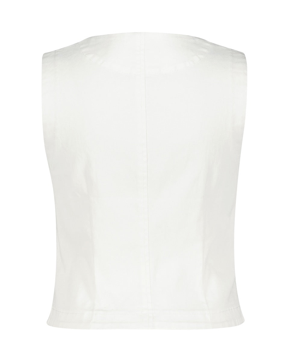 Red Button Vest Off White Hvid