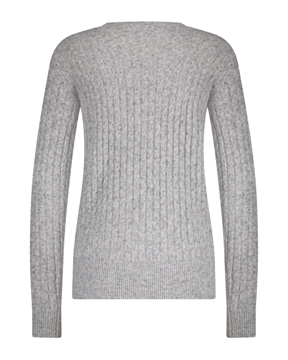 Red Button Sweet Cable Strik Sweater Mouse Grå