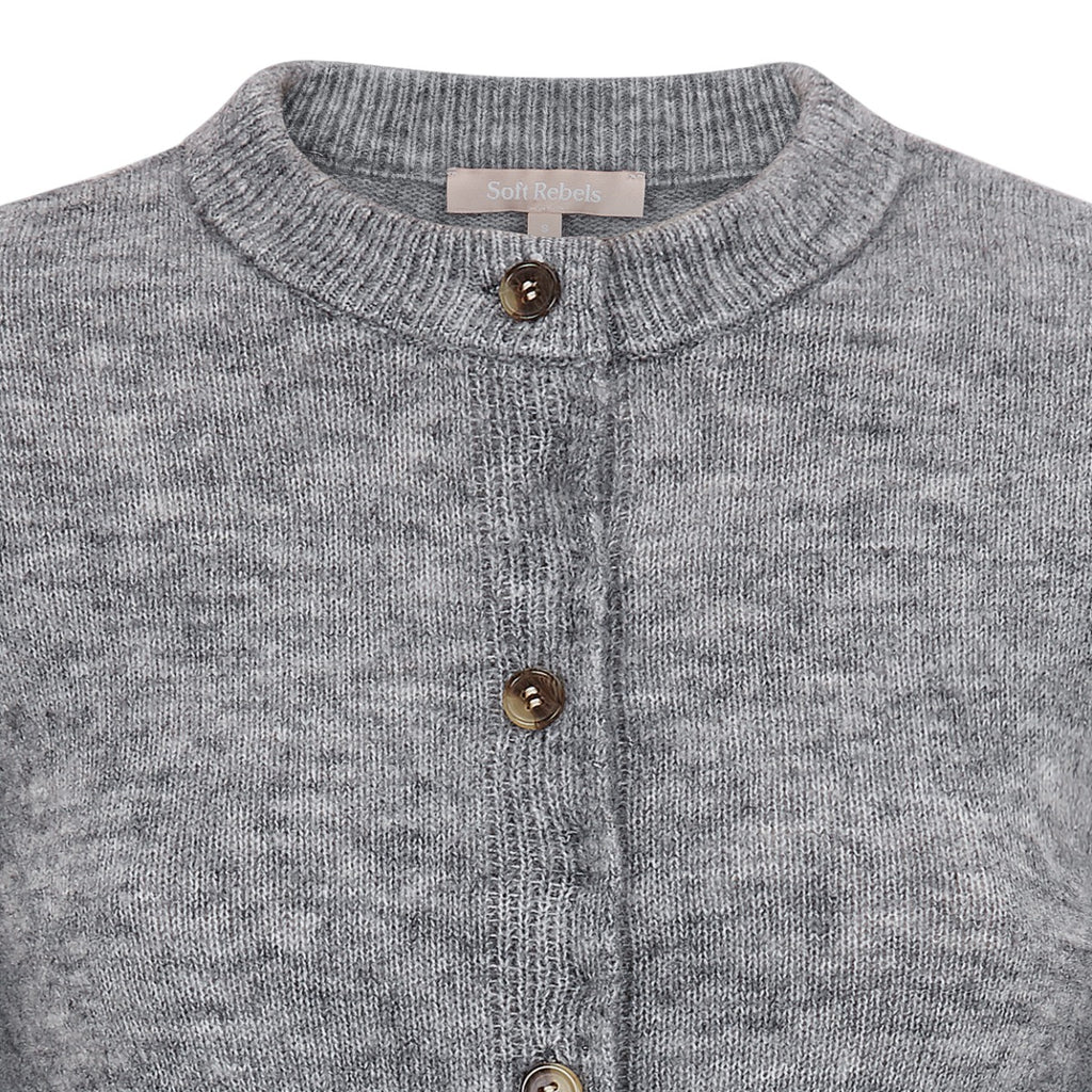 Soft Rebels Allison O Neck Strik Cardigan Medium Grå