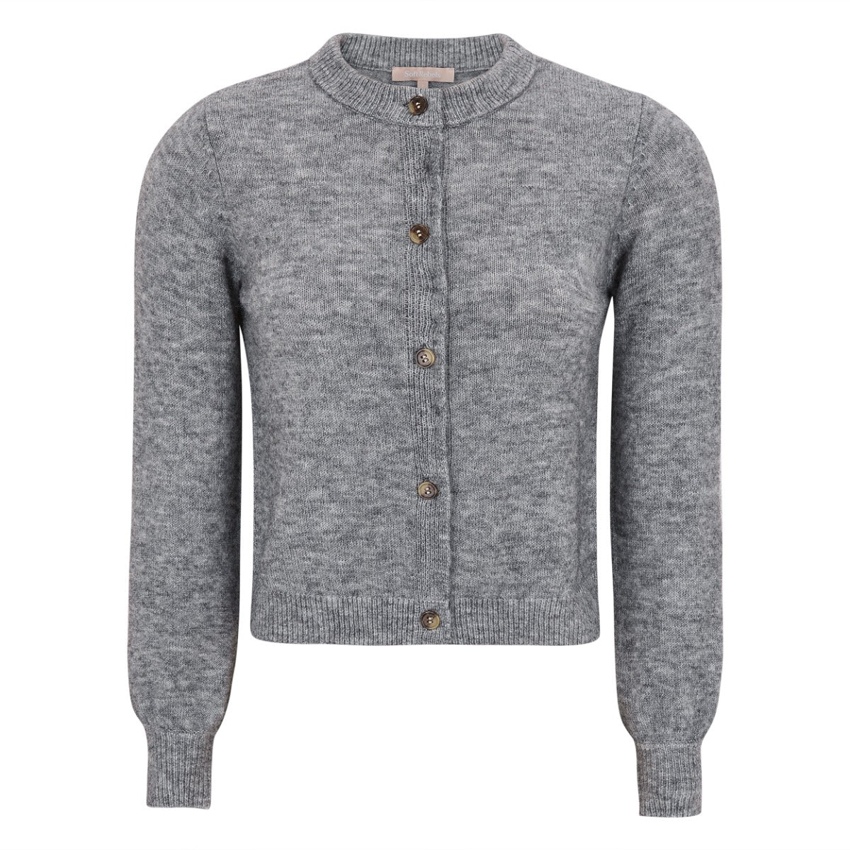 Soft Rebels Allison O Neck Strik Cardigan Medium Grå