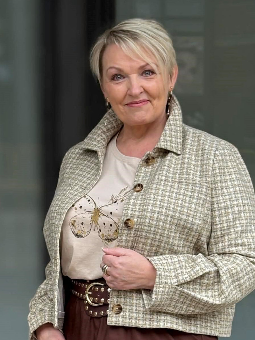 MXO T Shirt Butterfly Guld Sand