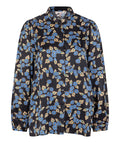 ESQUALO Bluse Puff Ærmer Blå Blomster