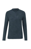 YAYA Stribet LS Roll Neck Top Carbon Mørkeblå